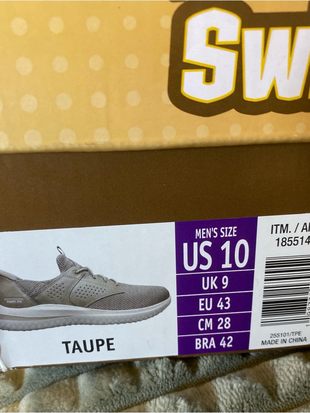 Skechers Men's Swift Fit Sneakers in Taupe and White Size 10 Excellent - Picture 4 of 8